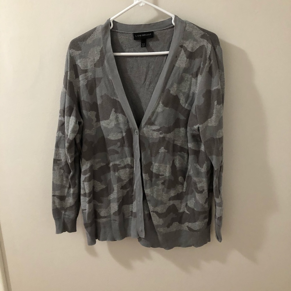 Grey camo cardigan lane Bryant